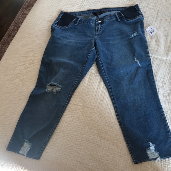 Jeans Capri Maternité Liz Lange Taille 14 - Bleu Denim - Taille Confortable - Occasion Très Bon État